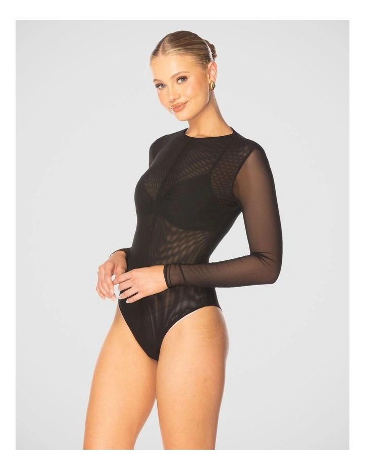 Sarah Mesh Bodysuit in Black image 2
