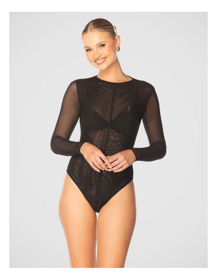 Sarah Mesh Bodysuit in Black image 4