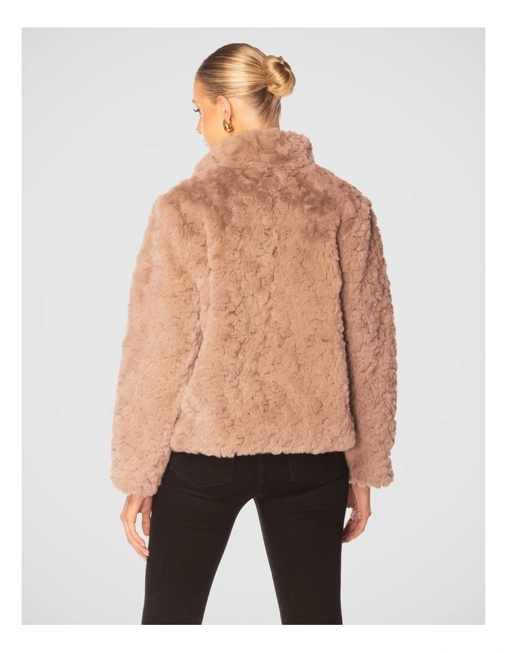 Evianna Faux Fur Jacket in Light Brown image 3