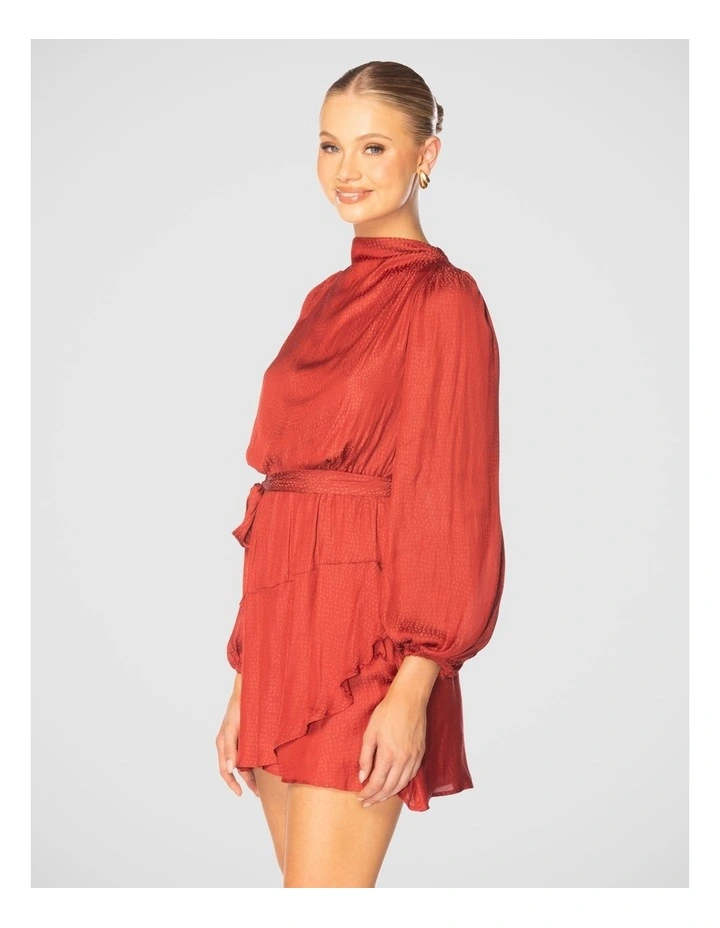 Zosia High Neck Mini Dress in Burgundy image 2