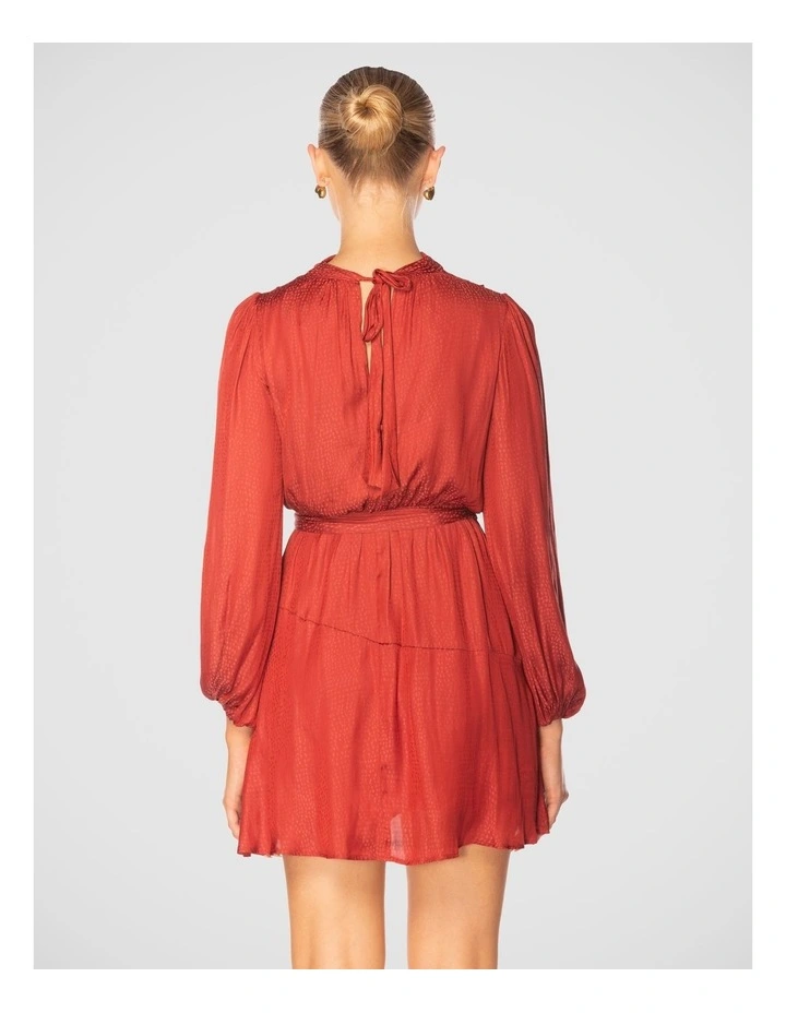 Zosia High Neck Mini Dress in Burgundy image 3