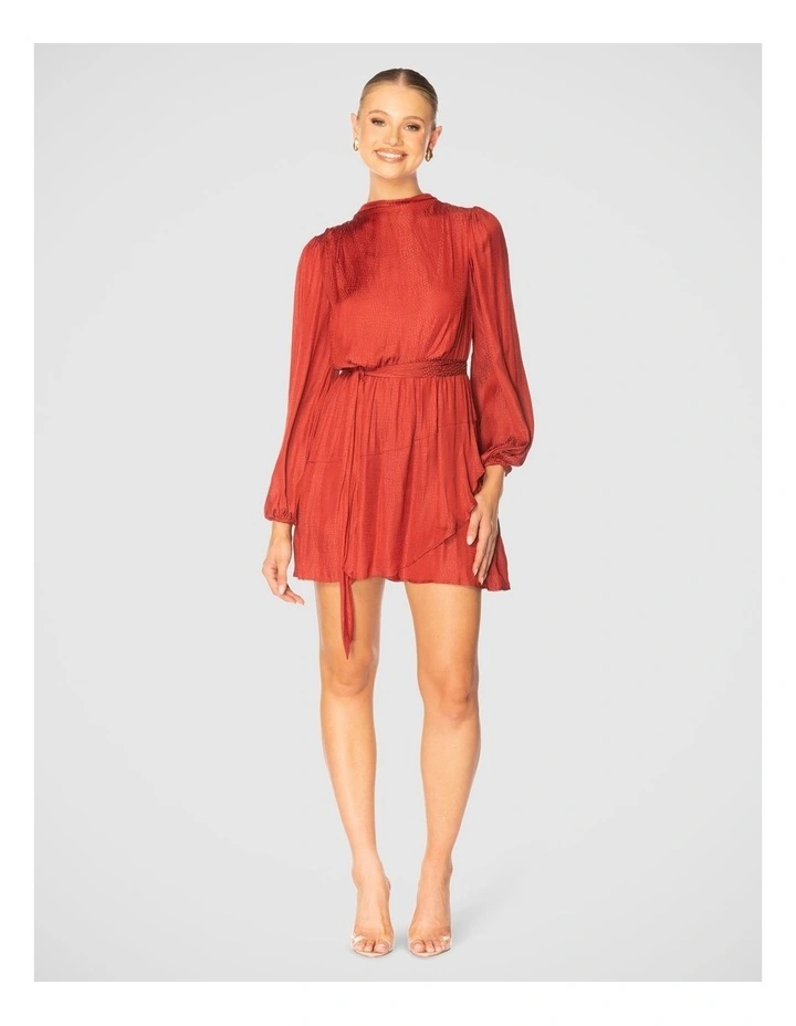 Zosia High Neck Mini Dress in Burgundy image 5