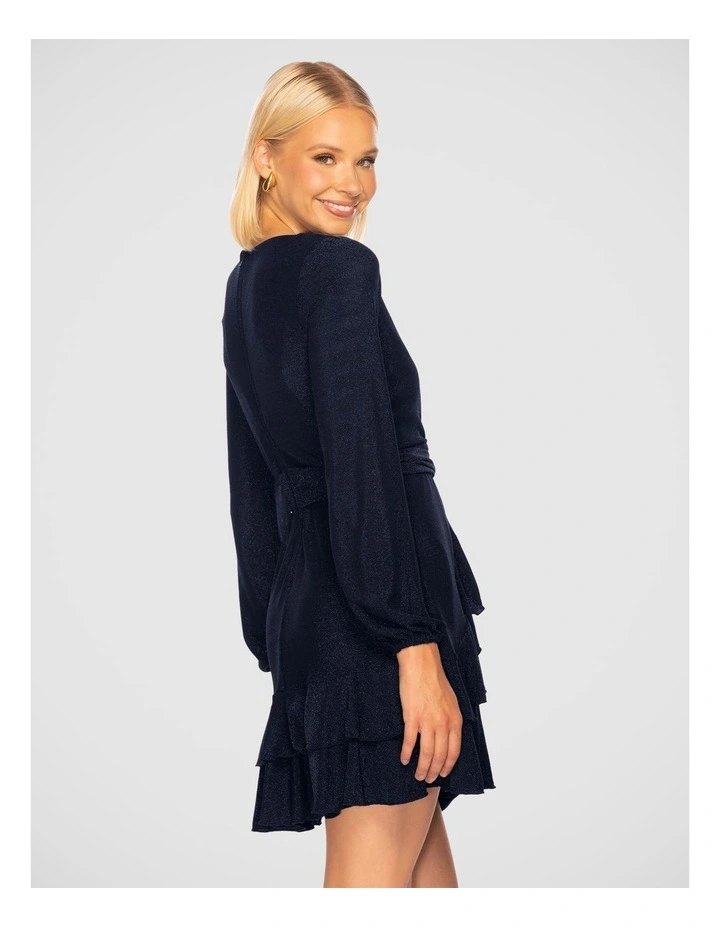 Carmen Long Sleeve Mini Dress in Blue image 2