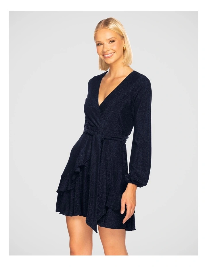 Carmen Long Sleeve Mini Dress in Blue image 3