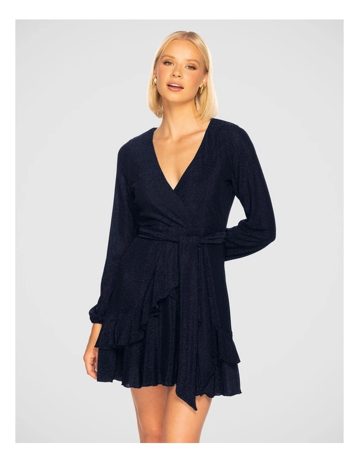 Carmen Long Sleeve Mini Dress in Blue image 4