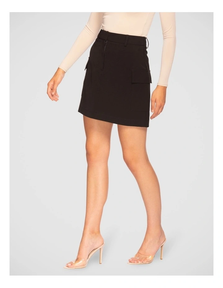 Niala Cargo Mini Skirt in Black image 2