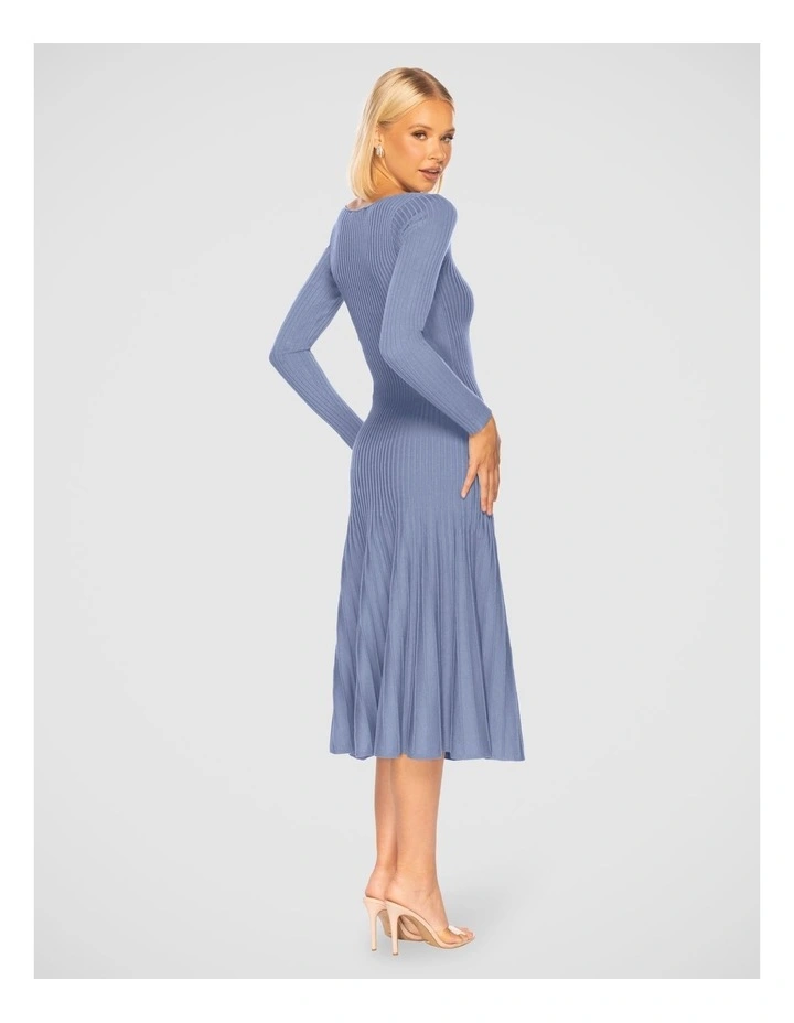 Diem Square Neck Knit Dress in Dusty Blue image 2