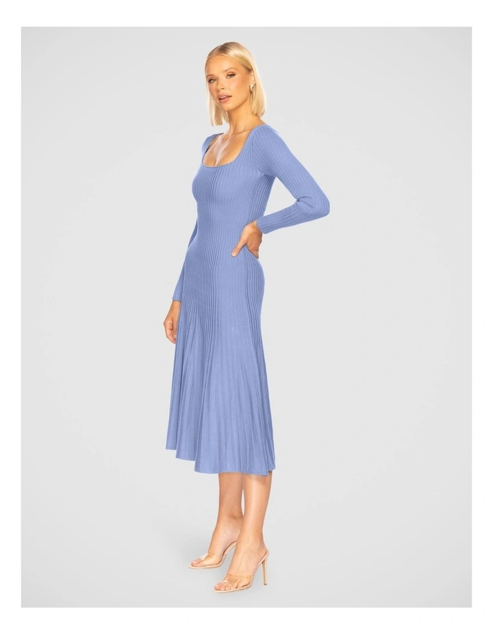 Diem Square Neck Knit Dress in Dusty Blue image 3