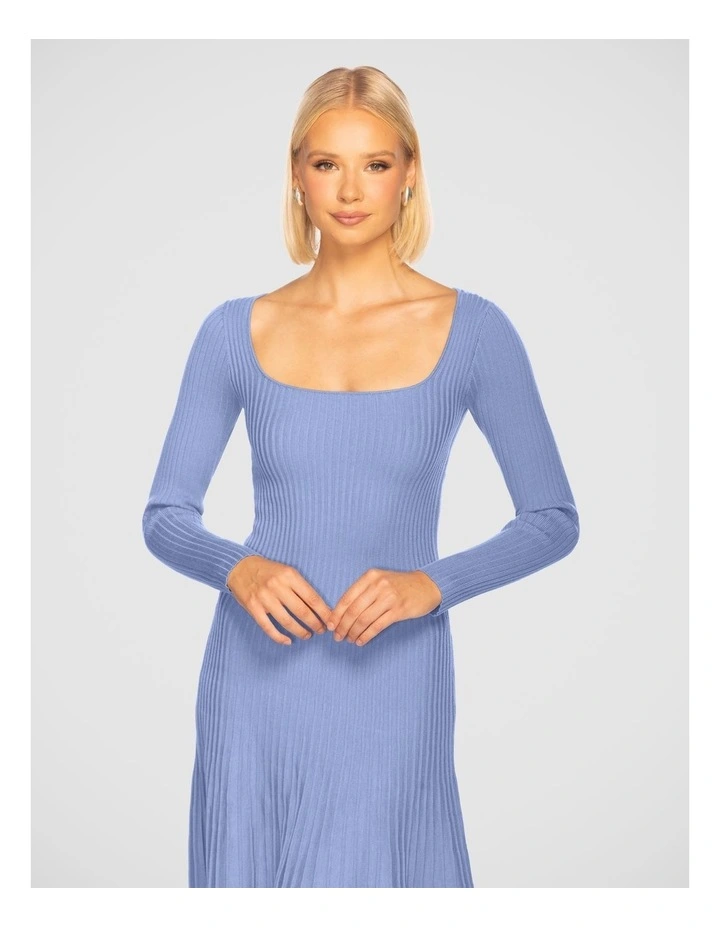 Diem Square Neck Knit Dress in Dusty Blue image 4