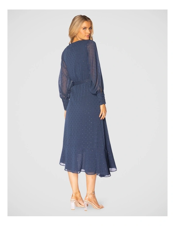 Adaline Wrap Midi Dress in Navy image 2