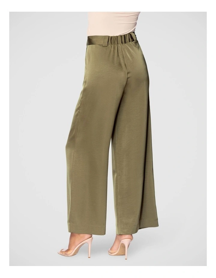 Veronica Satin Pant in Khaki image 2
