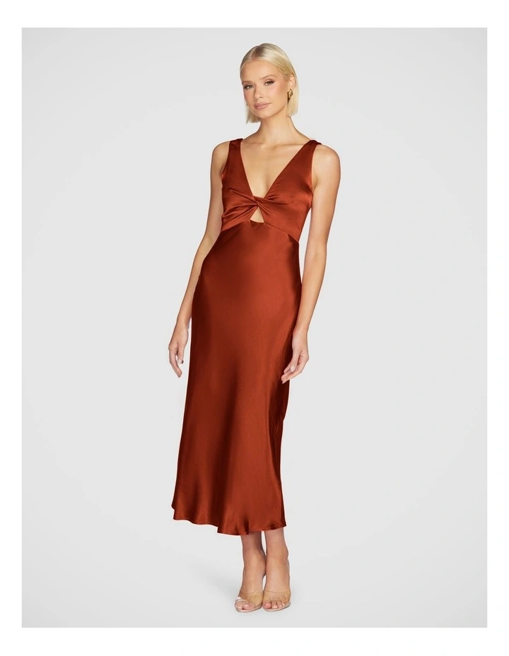 Jayla Twist Front Midi Dress in Rust image 1