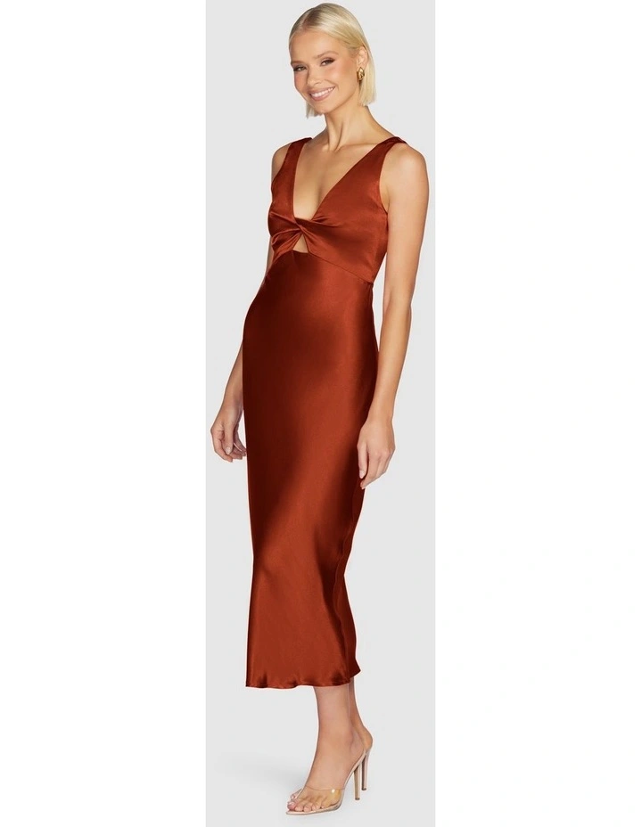 Jayla Twist Front Midi Dress in Rust image 3