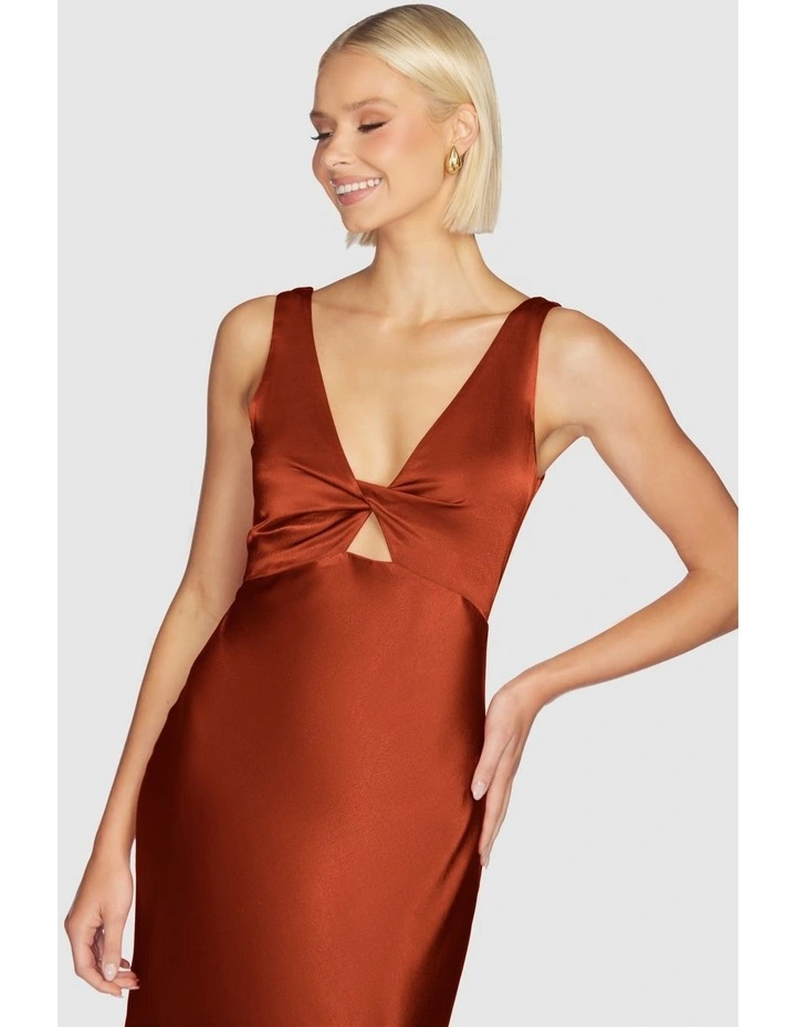 Jayla Twist Front Midi Dress in Rust image 5