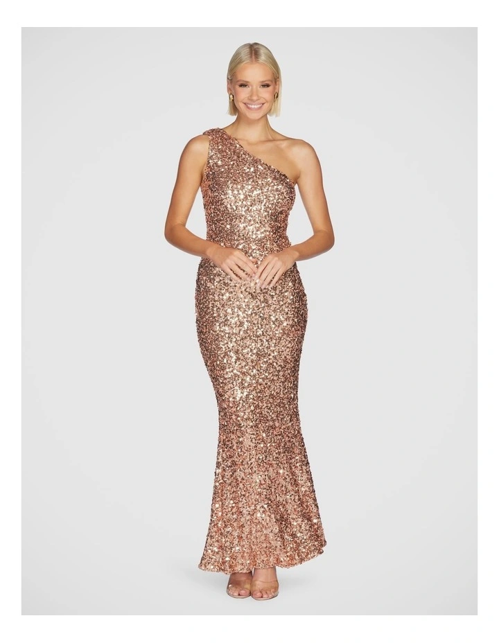 Adelle One Shoulder Gown in Rose image 1