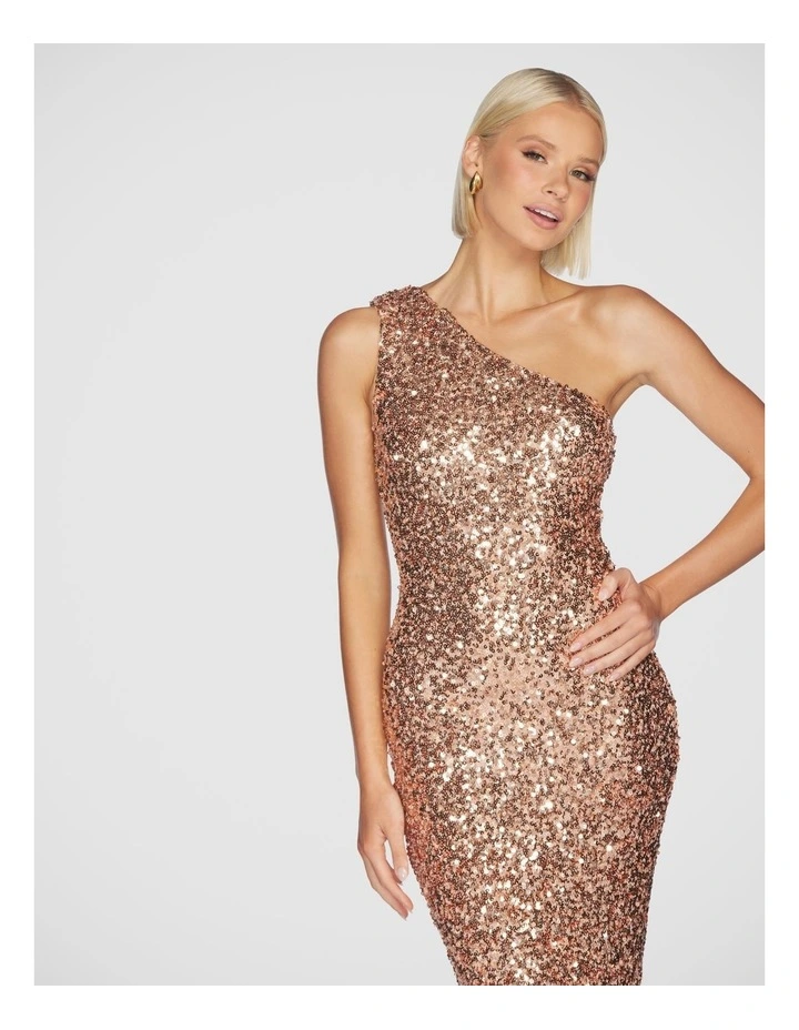 Adelle One Shoulder Gown in Rose image 6