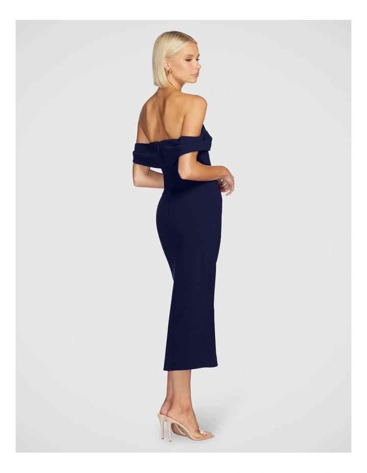 Viktor Off Shoulder Midi Dress in Navy image 2
