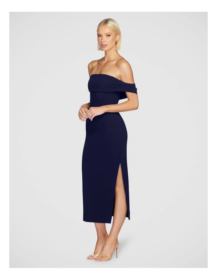 Viktor Off Shoulder Midi Dress in Navy image 3