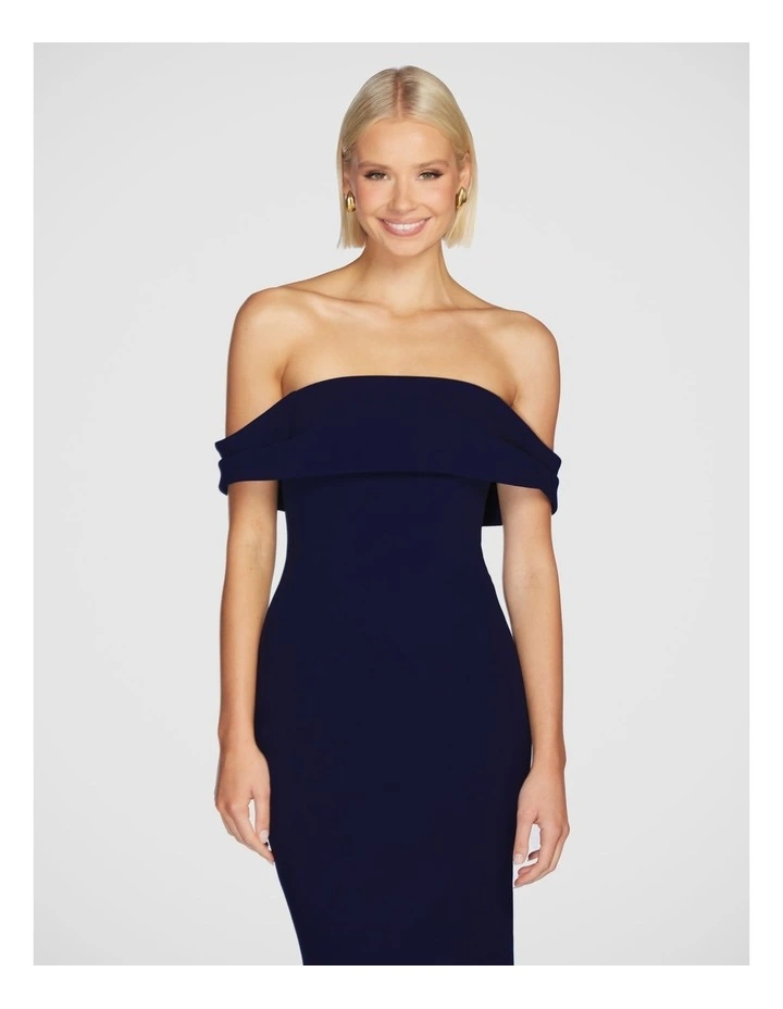 Viktor Off Shoulder Midi Dress in Navy image 4