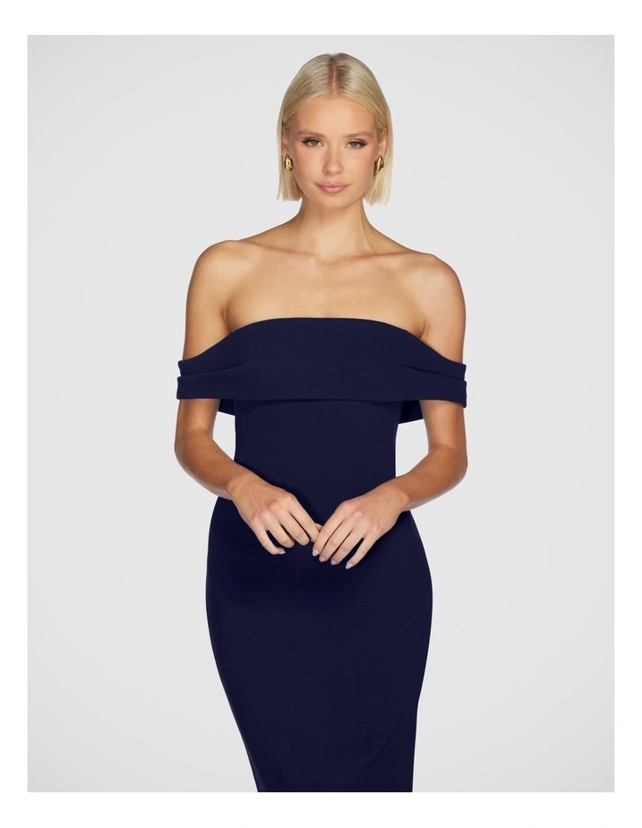 Viktor Off Shoulder Midi Dress in Navy image 5