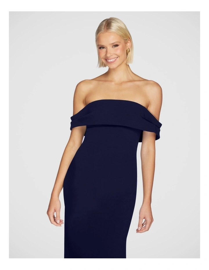 Viktor Off Shoulder Midi Dress in Navy image 6