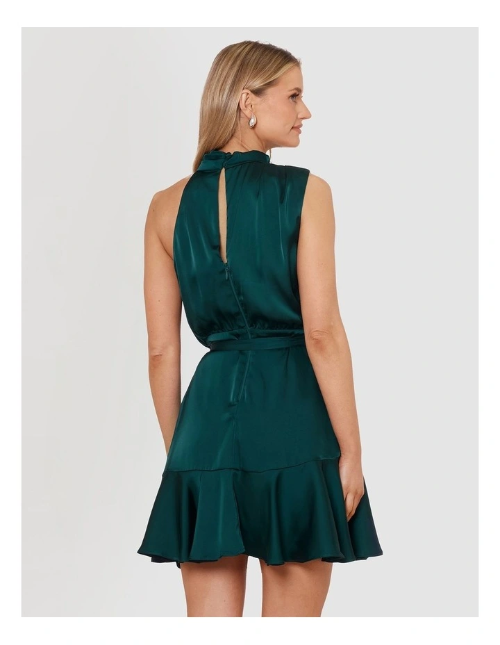 Nadia Cowl Neck Mini Dress in Green image 2