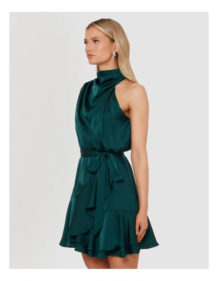 Nadia Cowl Neck Mini Dress in Green image 3