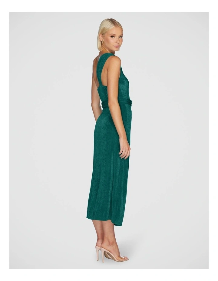 Kyle One Shoulder Midi Dress in Green image 2