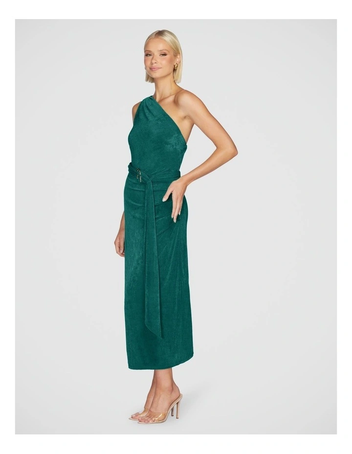 Kyle One Shoulder Midi Dress in Green image 3