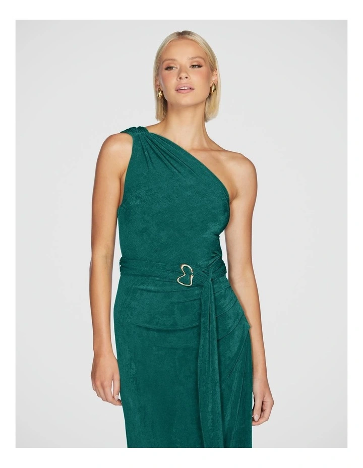 Kyle One Shoulder Midi Dress in Green image 5