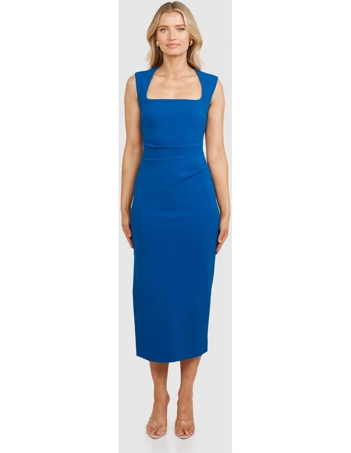Romy Square Neck Midi Dress in Blue image 1