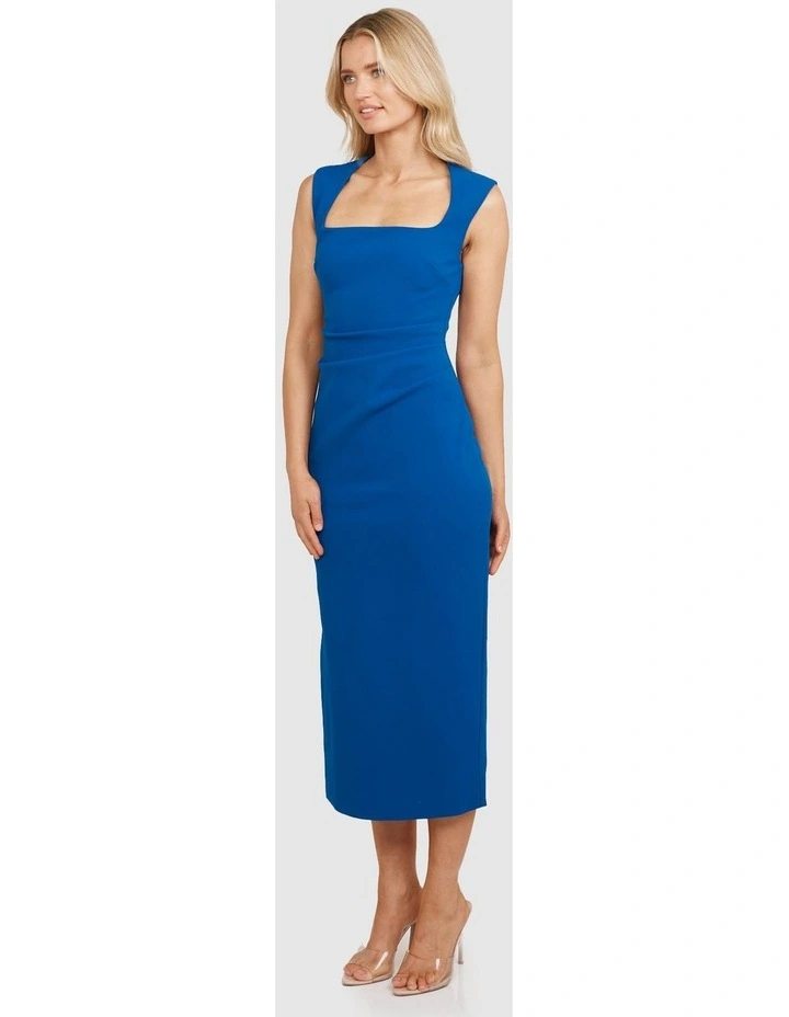 Romy Square Neck Midi Dress in Blue image 3