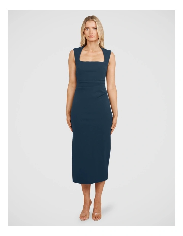 Romy Square Neck Midi Dress in Blue image 1
