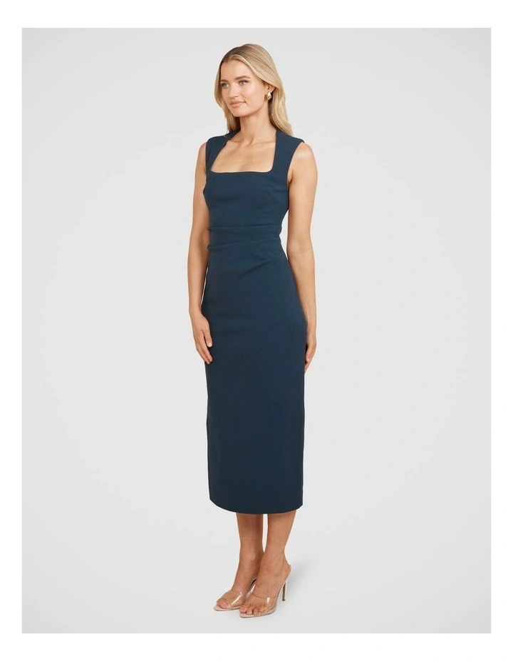 Romy Square Neck Midi Dress in Blue image 3