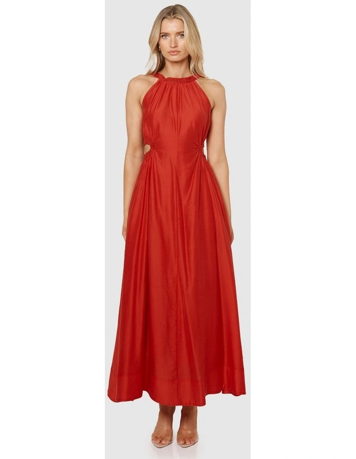 Romy Cut Out Midi Dress in Red image 1