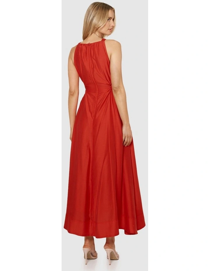 Romy Cut Out Midi Dress in Red image 2