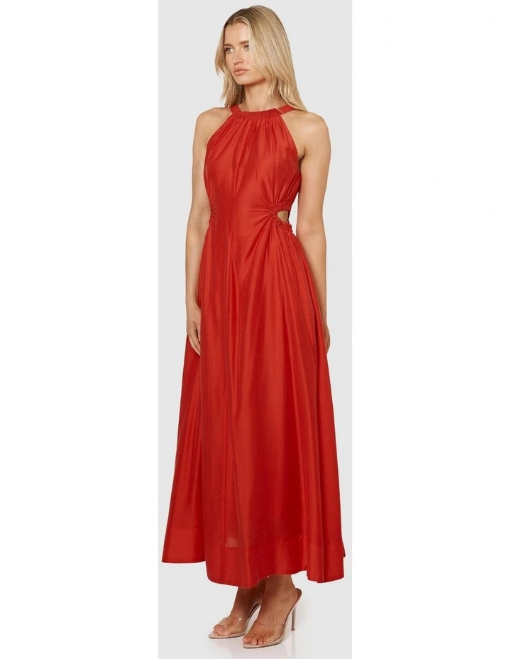 Romy Cut Out Midi Dress in Red image 3