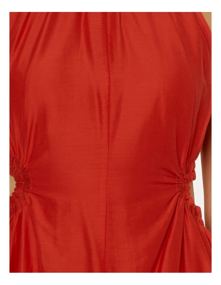 Romy Cut Out Midi Dress in Red image 6
