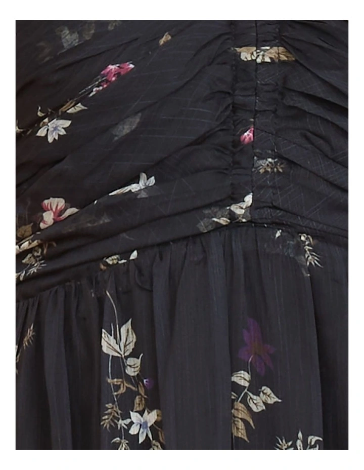 Mona Ruched Frill Dress in Black image 6