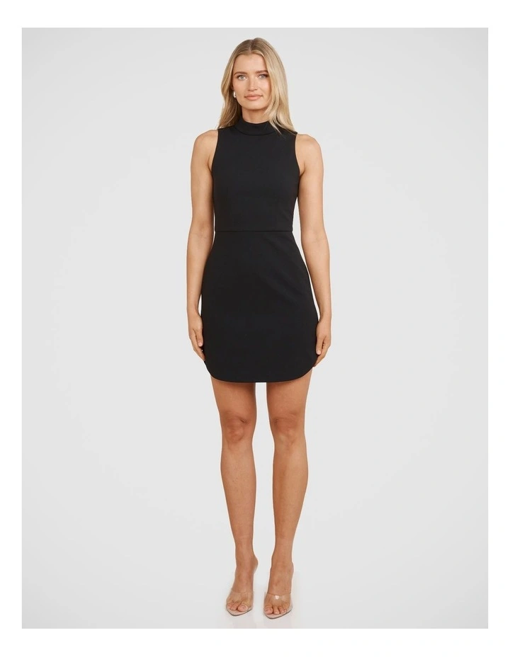 Mayfield High Neck Mini Dress in Black image 8