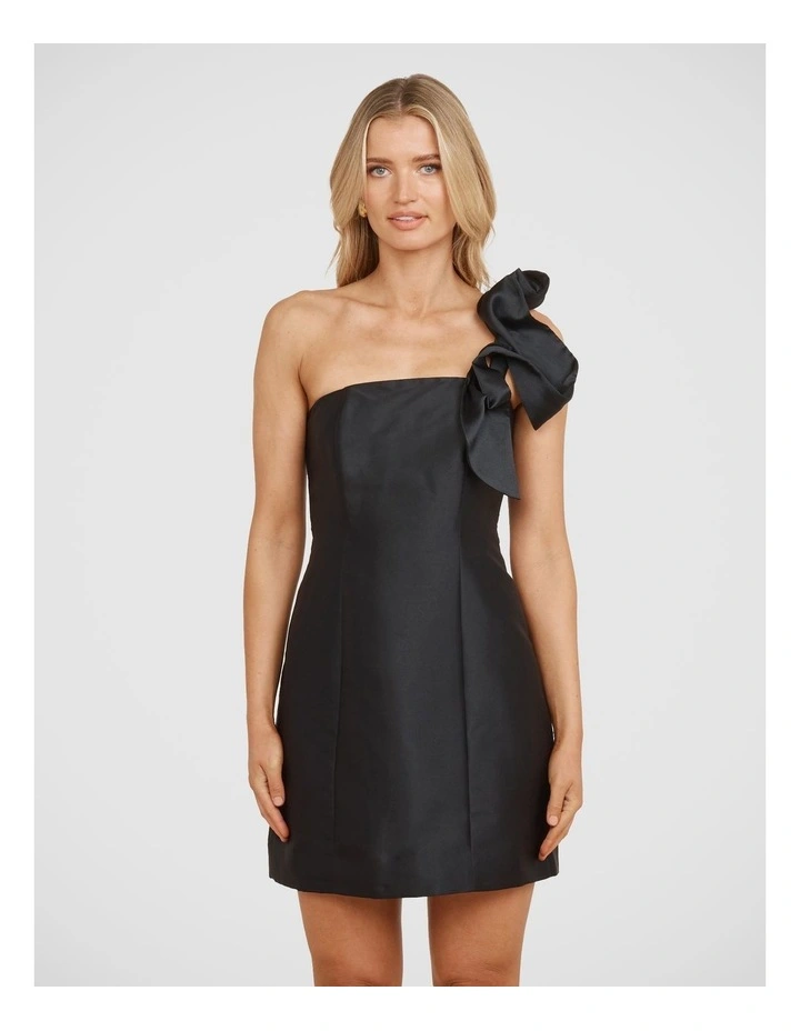 Elise One Shoulder Mini Dress in Black image 1