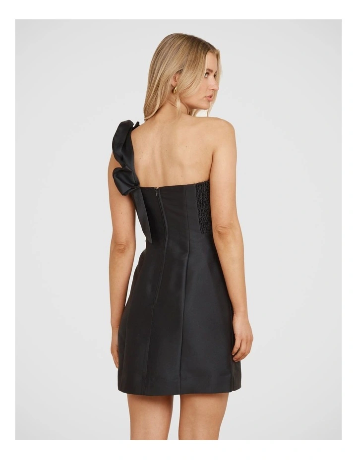 Elise One Shoulder Mini Dress in Black image 2