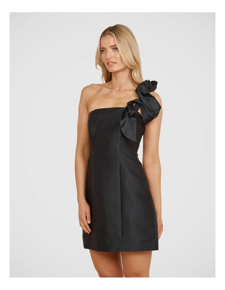 Elise One Shoulder Mini Dress in Black image 3