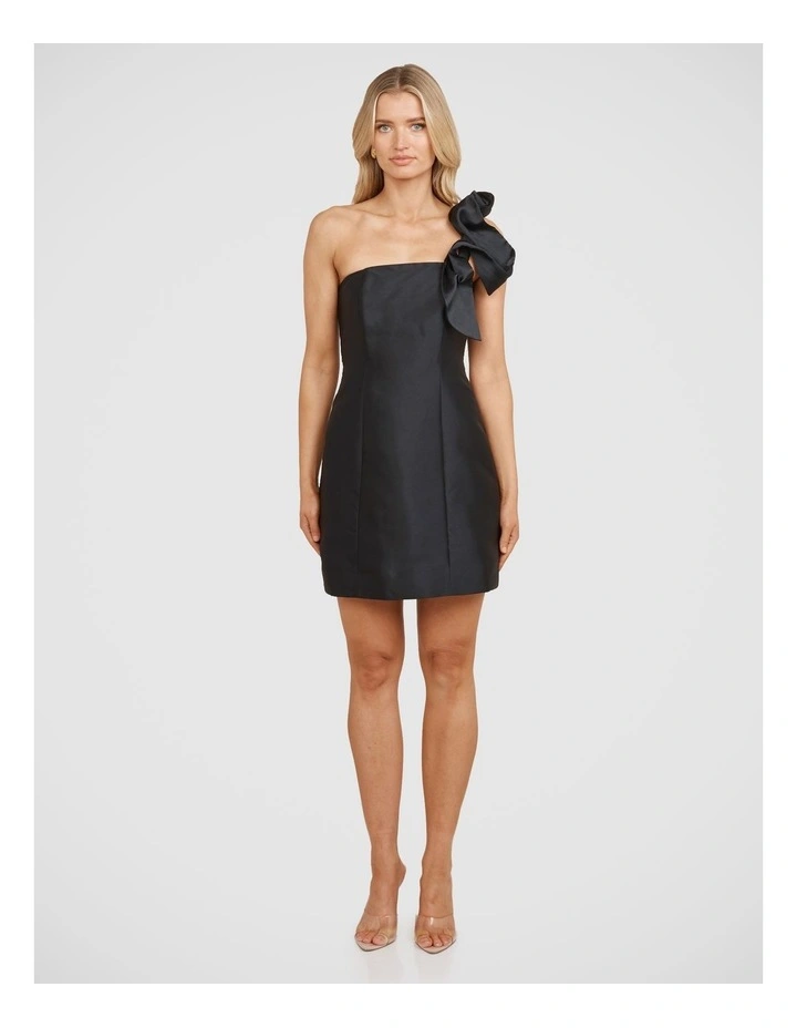 Elise One Shoulder Mini Dress in Black image 5