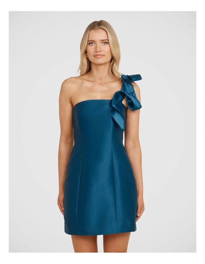 Elise One Shoulder Mini Dress in Blue image 1