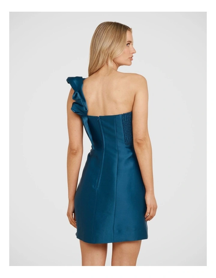 Elise One Shoulder Mini Dress in Blue image 2