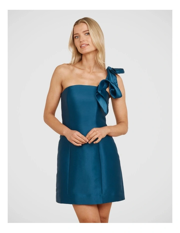 Elise One Shoulder Mini Dress in Blue image 4