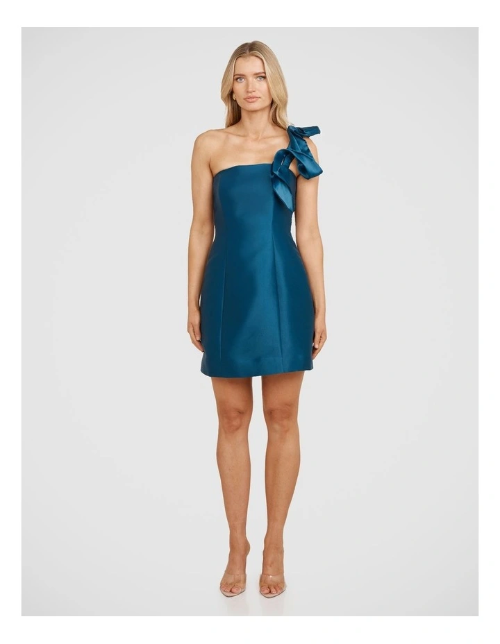 Elise One Shoulder Mini Dress in Blue image 5