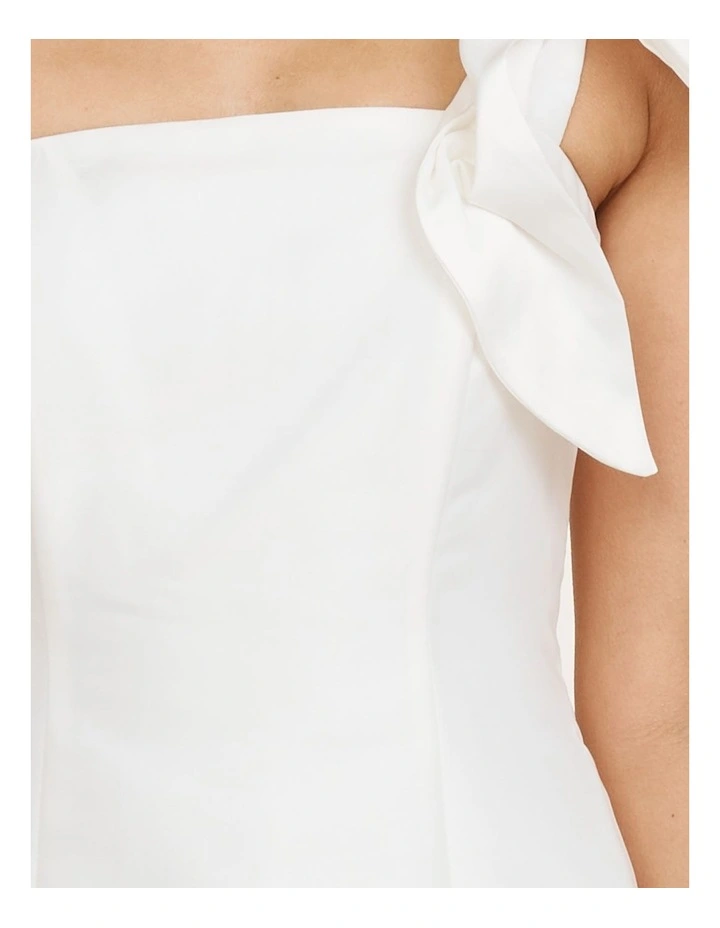 Elise One Shoulder Mini Dress in White image 6