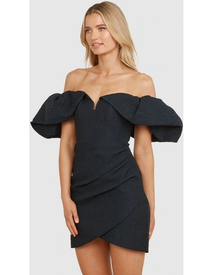 Harper Off Shoulder Mini Dress in Dark Navy image 3